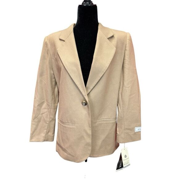 SAG Harbor 100% Wool Camel Blazer Jacket Size 8 Petite NWT Vintage Look - Picture 7 of 16